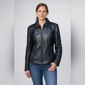 Wild Ride Women's Vintage Black Leather Fitted Motorcycle Jacket Lined 22 XL